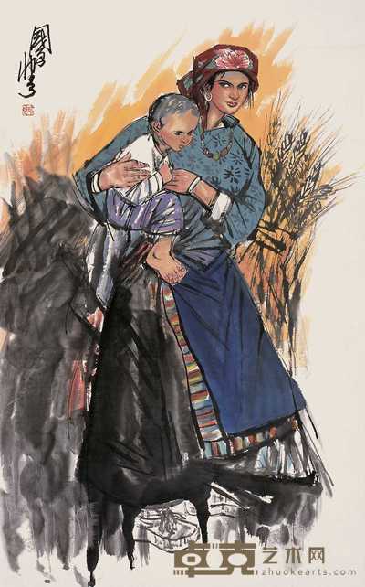 史国良 母子情深 立轴 109×68cm